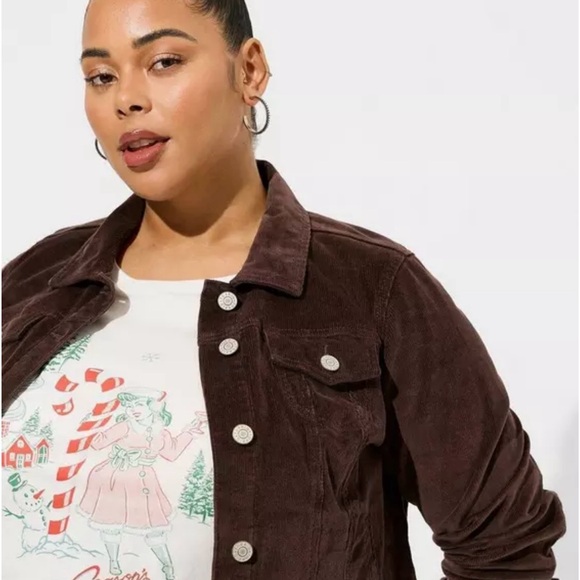 Torrid New Brown Corduroy Trucker Jacket 1 - Picture 4 of 6